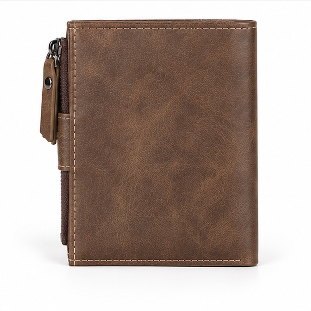 Vintage Brown Leather RFID Zipper Wallet