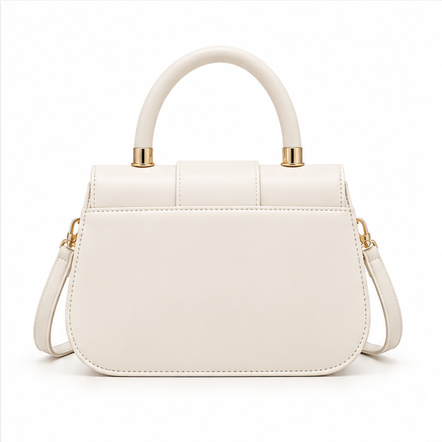 Elegant White Structured Top Handle Handbag
